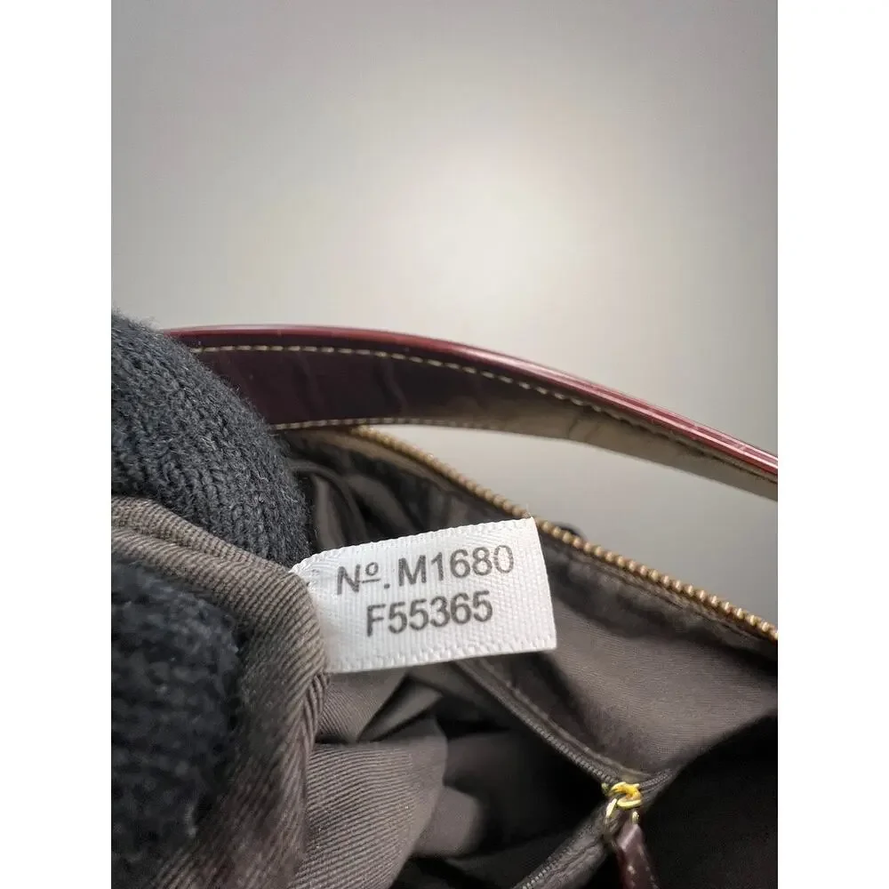 Coach F55365 Signature Canvas Zip Hobo Shoulder Bag Khaki Brown Leather Trim